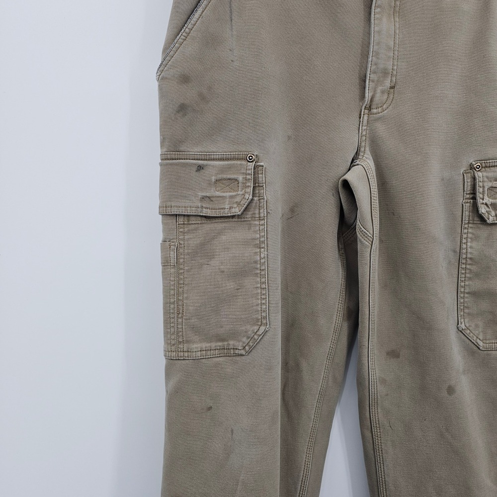 Duluth Trading Flex Fire Hose Cargo Pants Khaki 34x34 Thrashed Fleece Lined - Picture 4 of 16